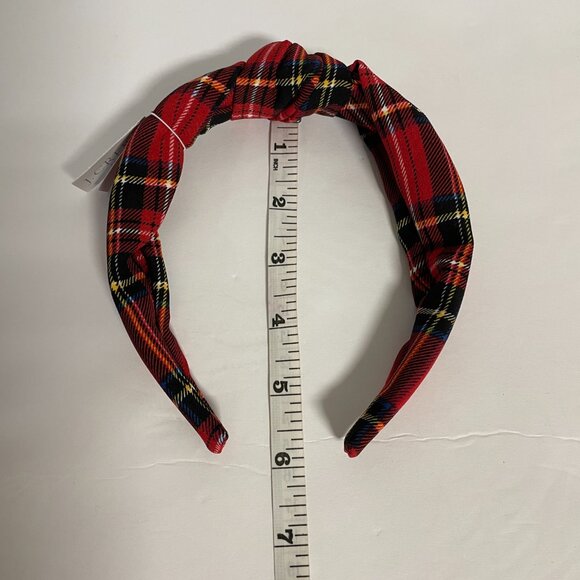 J. Crew Tartan Knot Headband Red/Black Multi 0S NWT - Picture 4 of 6